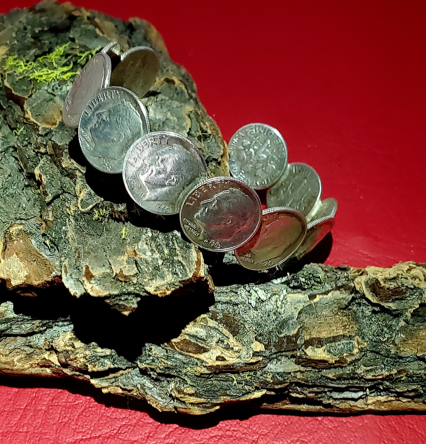 Silver dime cuff bracelet