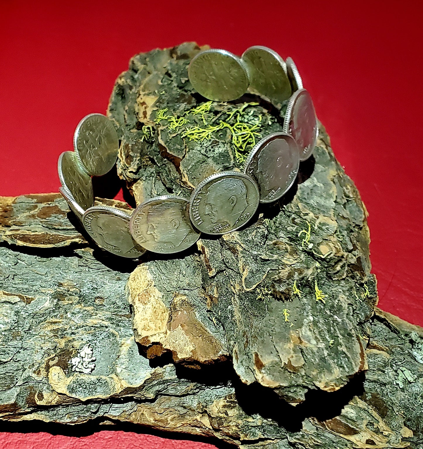 Silver dime cuff bracelet