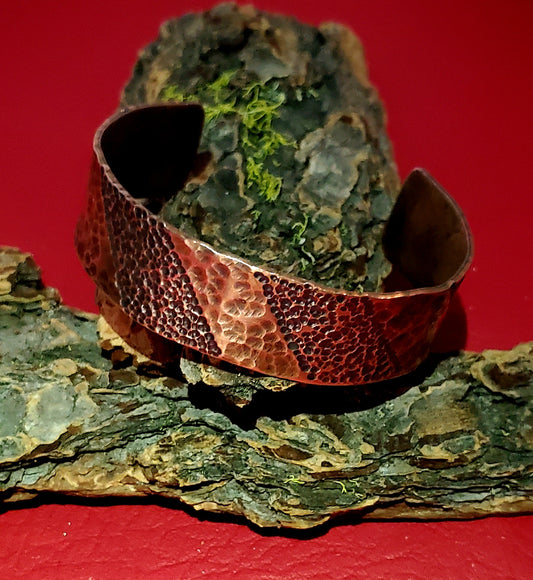 Copper hammered cuff bracelet