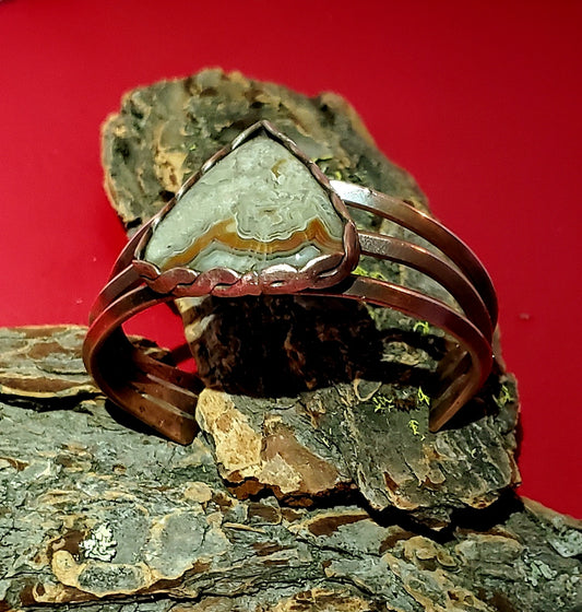 Lace agate copper cuff bracelet